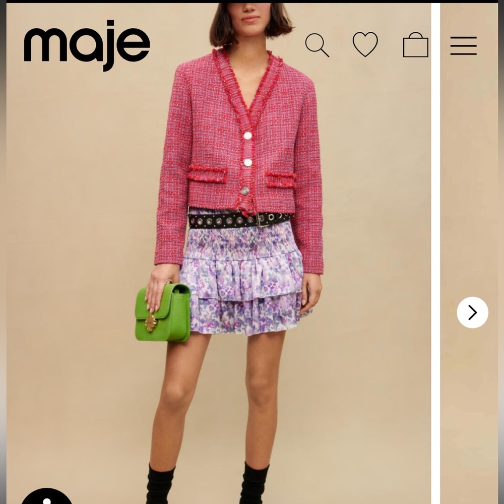 Maje smocked skirt with floral print
